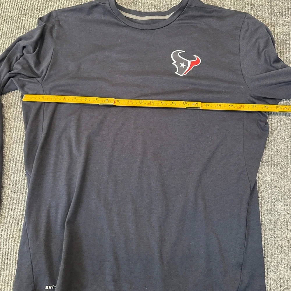 Nike NFL Onfield Apparel Houston Texans Shirt XL Navy Blue Dri-Fit Long Sleeve